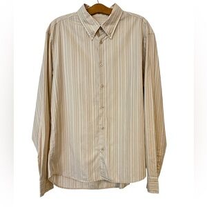 Armani Exchange Button‎ Up Shirt Men’s size Large champagne & White Striped